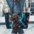 Bengal Cat in Cybernetic Enhancements 1 Leather Tote Bag