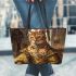 Bengal Cat in Fairytale Retellings Leather Tote Bag
