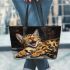 Bengal Cat in Humorous Situations 1 Leather Tote Bag