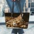 Bengal Cat in Humorous Situations 2 Leather Tote Bag