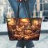 Bengal Cat in Magical Cafes 1 Leather Tote Bag