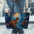 Bengal Cat in Magical Forests 1 Leather Tote Bag