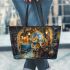 Bengal Cat in Magical Marketplaces 1 Leather Tote Bag