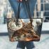 Bengal Cat in Mythical Beast Battles 1 Leather Tote Bag