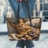 Bengal Cat in Relaxing Moments 1 Leather Tote Bag