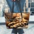 Bengal Cat in Relaxing Moments 2 Leather Tote Bag