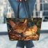 Bengal Cat in Romantic Scenarios Leather Tote Bag