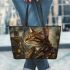 Bengal Cat in Steampunk Settings 1 Leather Tote Bag