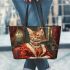 Bengal Cat in Timeless Elegance 2 Leather Tote Bag