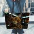 Bengal Cat in Virtual Reality Worlds Leather Tote Bag