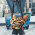 Bengal Cat Portraits with a Twist 1 Leather Tote Bag
