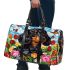 Black and tan dachshund dog surrounded by colorful tulips 3d travel bag