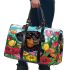 Black and tan dachshund dog surrounded by colorful tulips 3d travel bag