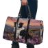 Black and white border collie in the foreground 3d travel bag