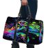 Blacklight poster of two rainbow sea turtles 3d travel bag