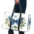 Blue butterfly with white flowers around 3d travel bag