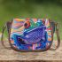 Blue frog with rainbow stripes saddle bag