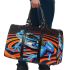 Blue frog with rainbow stripes 3d travel bag