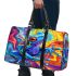 Blue frog with rainbow stripes on his body 3d travel bag
