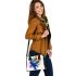 Blue macaw in the style of abstract watercolor shoulder handbag