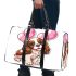 Brown and white king charles spaniel puppy with pink balloons 3d travel bag