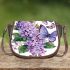 Butterflies and purple flowers saddle bag