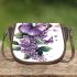 Butterflies and purple flowers saddle bag