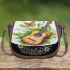 butterflies fly to the guitar and musical notes Saddle Bag