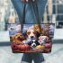 Canine fruit cruise adventure leather tote bag