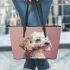 Capturing the Essence of Doggy Charm 2 Leather Tote Bag