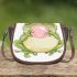 Cartoon cute frog blowing bubblegum saddle bag