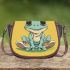 Cartoon frog character wearing sneakers saddle bag