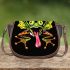 Cartoon frog with its tongue sticking out saddle bag