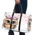 Cartoon owl with a pink bow on its head 3d travel bag