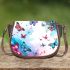 Colorful butterflies with pink and blue wings saddle bag