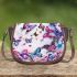 Colorful butterflies with pink and blue wings saddle bag