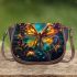 Colorful butterfly with feathers on its wings saddle bag