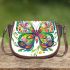 Colorful butterfly with floral designs on its wings saddle bag
