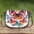 Colorful butterfly with floral elements saddle bag