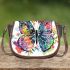 Colorful butterfly with floral elements saddle bag