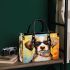 Colorful canine a playful pup in sunglasses small handbag