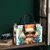 Colorful canine style dog in hat and sunglasses small handbag