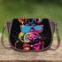 Colorful cartoon rabbit wearing sunglasses saddle bag