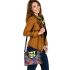 Colorful cute cartoon peacock frog sitting on top of an egg shoulder handbag