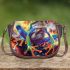 Colorful cute frog in the style of mesmerizing optical illusions saddle bag