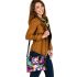 Colorful cute happy dog with bow shoulder handbag