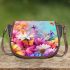 Colorful daisies and butterflies saddle bag
