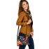 Colorful Floral Pattern on Black Shoulder Handbag