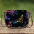 Colorful glowing butterflies saddle bag