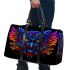 Colorful owl with glowing neon eyes 3d travel bag